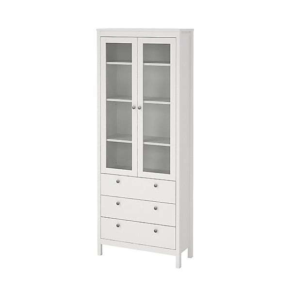 ebuy24 Madrid Vitrinenschrank 2 Glastüren 3 Schubladen Weiß günstig online kaufen