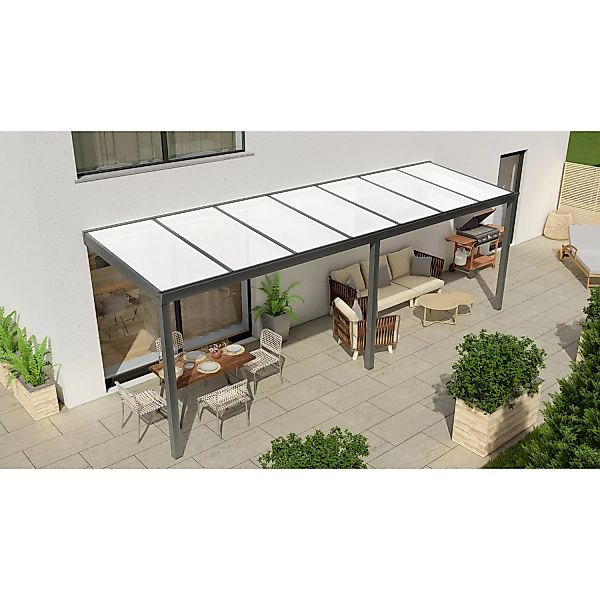 Terrassenüberdachung Professional 700 cm x 250 cm Anthrazit Struktur PC Opa günstig online kaufen