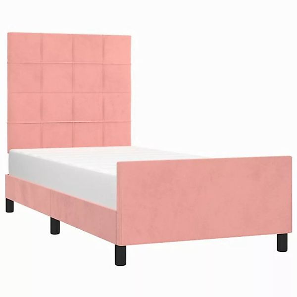 vidaXL Bett Bettgestell mit Kopfteil Rosa 100x200 cm Samt günstig online kaufen