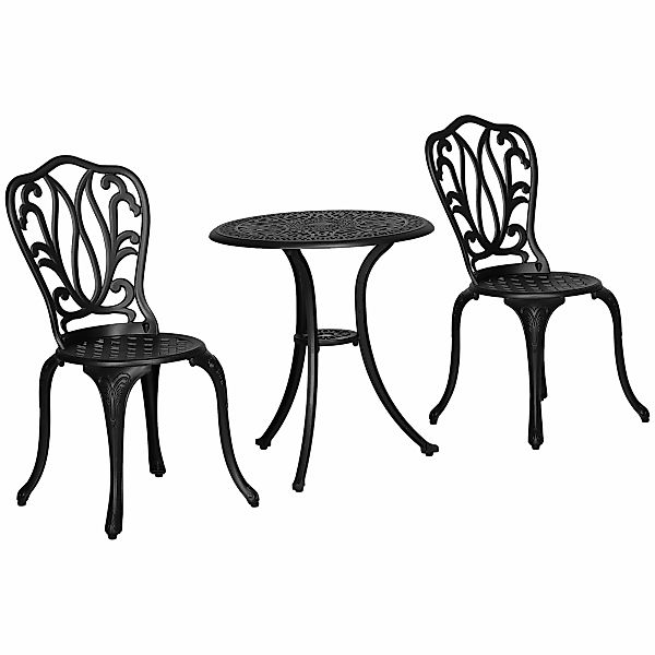 Outsunny Gartenmöbelset 2 Sitzplätze 2 Stühle + Runde Tisch im charmanten R günstig online kaufen