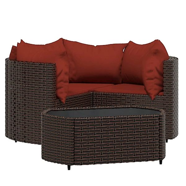 vidaXL 4-tlg Garten-Lounge-Set mit Kissen Braun Poly Rattan Modell 12 günstig online kaufen