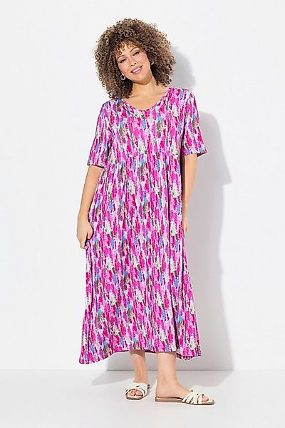 Ulla Popken Jerseykleid Jersey-Midikleid A-Linie V-Ausschnitt günstig online kaufen