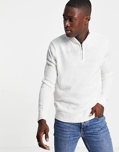 Brave Soul – Pullover in Ecru mit kurzem Reißverschluss-Weiß günstig online kaufen