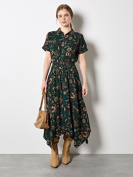 Apricot Druckkleid Florales Midikleid, mit Seitentaschen, günstig online kaufen