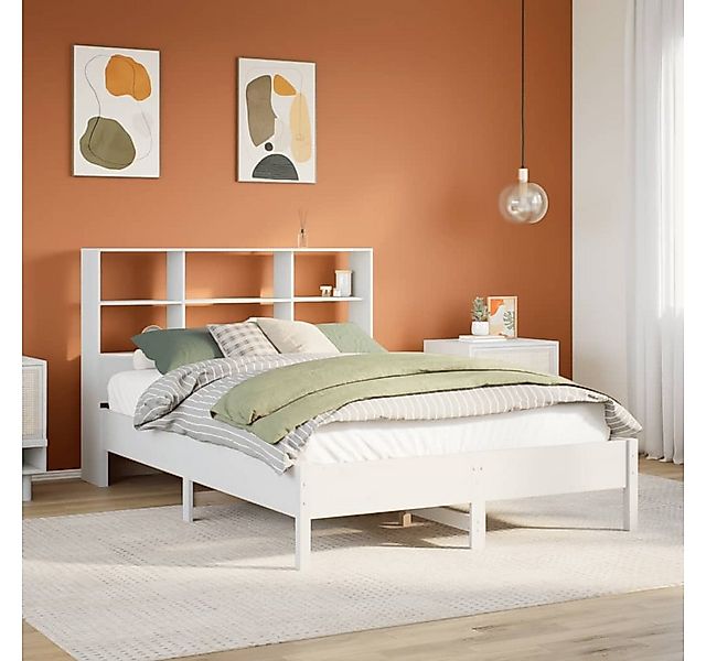 vidaXL Bett, Massivholzbett mit Regal ohne Matratze Weiß 140x190 cm Kiefer günstig online kaufen