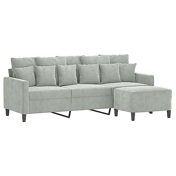 vidaXL Sofa 3-Sitzer-Sofa mit Hocker Hellgrau günstig online kaufen