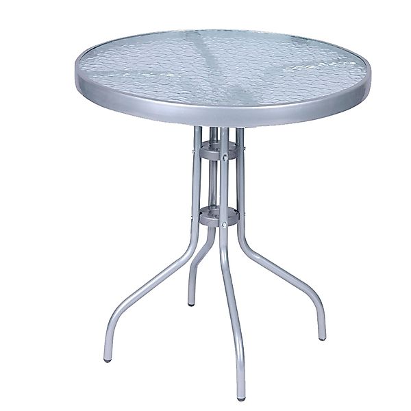 Mojawo BistRotisch Glas und Metall Rund60cm H70cmSilberfarben Balkontisch G günstig online kaufen