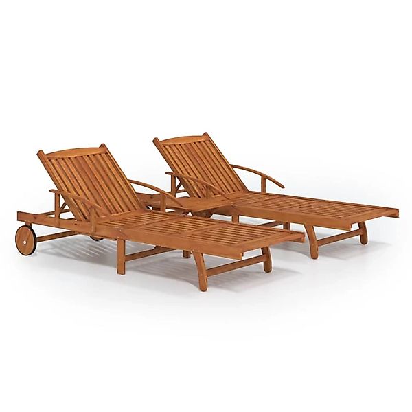 VidaXL 2-tlg. Sonnenliegen-Set mit Tisch Massivholz Akazie 200 x 68 x 30/62 günstig online kaufen