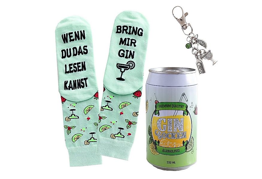Lucadeau Freizeitsocken Gin-Socken mit Schlüsselanhänger in einer Design-Do günstig online kaufen