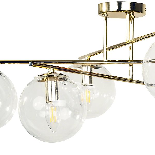 Deckenleuchte Zoe, goldfarben, Länge 72 cm, 6-flammig, Glas günstig online kaufen