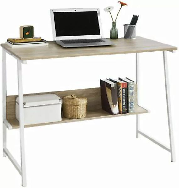 SoBuy® Schreibtisch Arbeitstisch Computertisch Bürotisch mit Ablage weiß günstig online kaufen