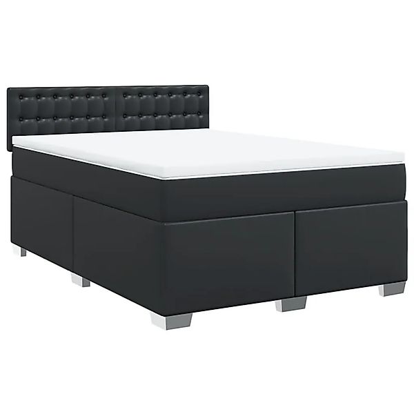 vidaXL Boxspringbett mit Matratze Schwarz 140x190 cm Kunstleder 3288420 günstig online kaufen