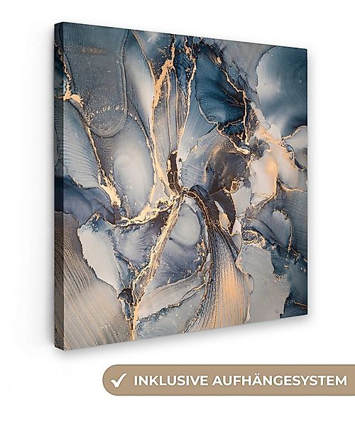 OneMillionCanvasses® Leinwandbild Marmor - Grau - Blau - Luxus - Gold, Foto günstig online kaufen