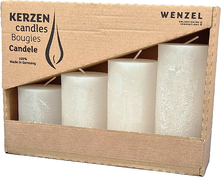 Wenzel Stumpenkerze Rustic (4-tlg), 4er-Set günstig online kaufen