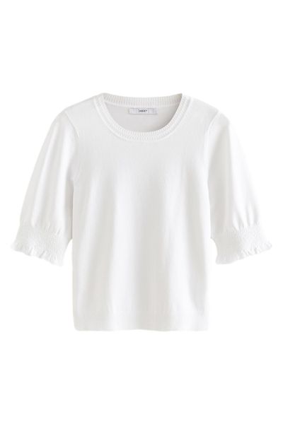 Next T-Shirt Kurzarm-T-Shirt mit Rüschenrand (1-tlg) günstig online kaufen