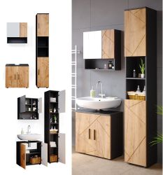 Vicco Badmöbel-Set Irma, Anthrazit/Eiche, 3 Teile, günstig online kaufen