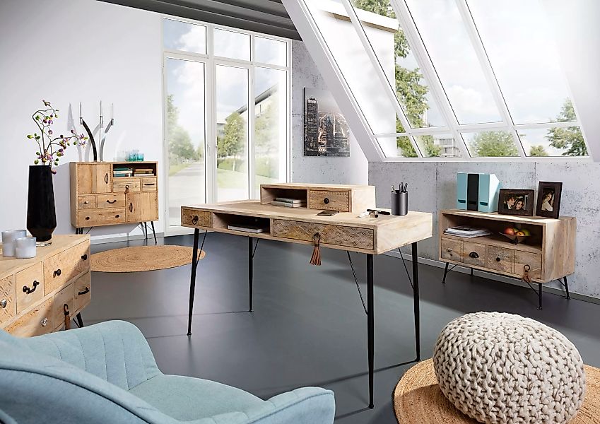 Gutmann Factory Schreibtisch "Joyce", mit Massivholzplatte Mango günstig online kaufen