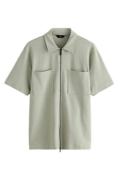 Next Kurzarmhemd Strukturiertes Poloshirt mit Reißverschluss günstig online kaufen