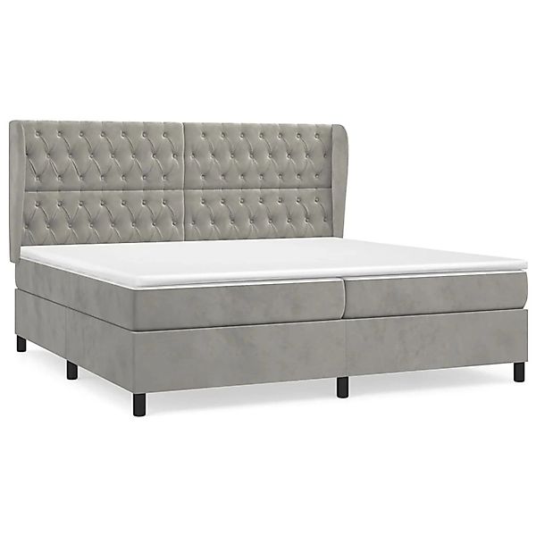 vidaXL Boxspringbett mit Matratze Hellgrau 200x200 cm Samt1393381 günstig online kaufen