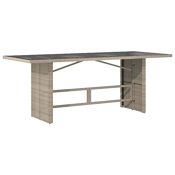vidaXL Gartentisch mit Glasplatte Hellgrau 190x80x74 cm Poly Rattan 365308 günstig online kaufen