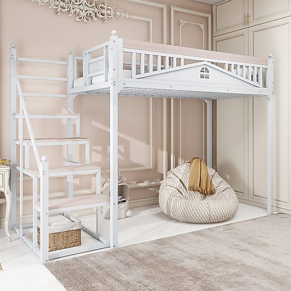 HAUSS SPOLE Hochbett 90x200 cm, Metallschutzgitter günstig online kaufen