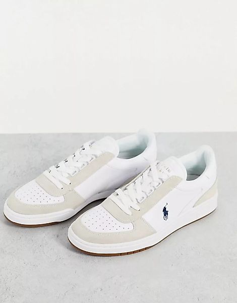 Polo Ralph Lauren – Court – Ledersneaker aus einer Wildledermischung in Wei günstig online kaufen