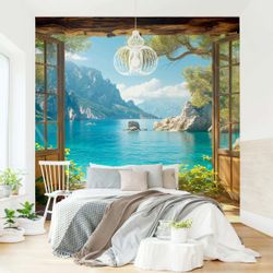 Bilderdepot24 Fototapete Traumhafter Ausblick Fenster 3D-Effekt, günstig online kaufen