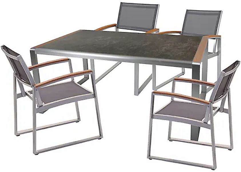 Garden Pleasure Garten-Essgruppe »AVERNA« 5 Stk. tlg. mit robustem Glastisc günstig online kaufen