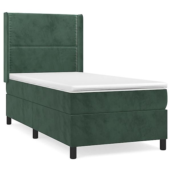 vidaXL Boxspringbett mit Matratze Dunkelgrün 90x200 cm Samt1378566 günstig online kaufen
