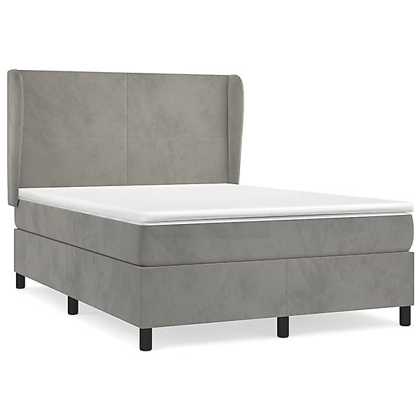vidaXL Boxspringbett mit Matratze Hellgrau 140x200 cm Samt1372932 günstig online kaufen