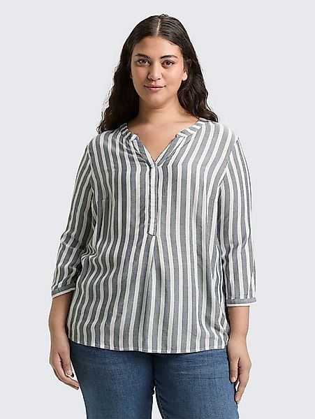 TOM TAILOR PLUS Langarmbluse Blusen & Shirts Plus Size - Henleybluse mit St günstig online kaufen