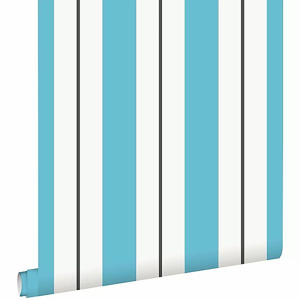 ESTAhome Tapete Streifen Türkis und Grau 53 cm x 10,05 m 136413 günstig online kaufen