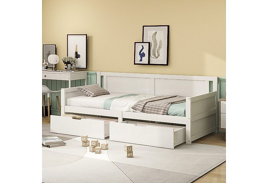 Flieks Daybett, Kinderbett Massivholz Tagesbett Schlafsofa 90x200cm mit 2 S günstig online kaufen