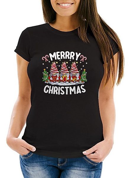 MoonWorks Print-Shirt Weihnachtsshirt Damen Wichtel Merry Christmas Spruch günstig online kaufen