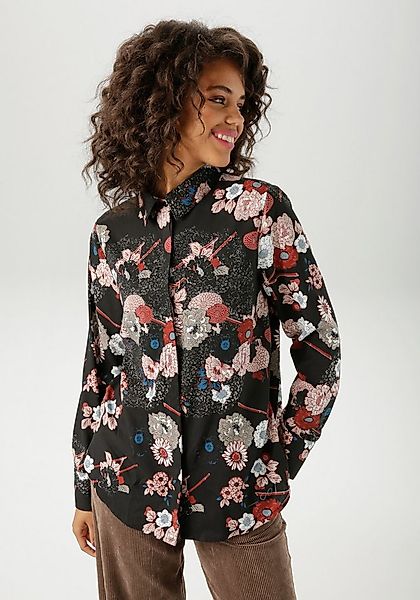 Aniston CASUAL Hemdbluse mit extravagantem, grafischen Blumendruck günstig online kaufen