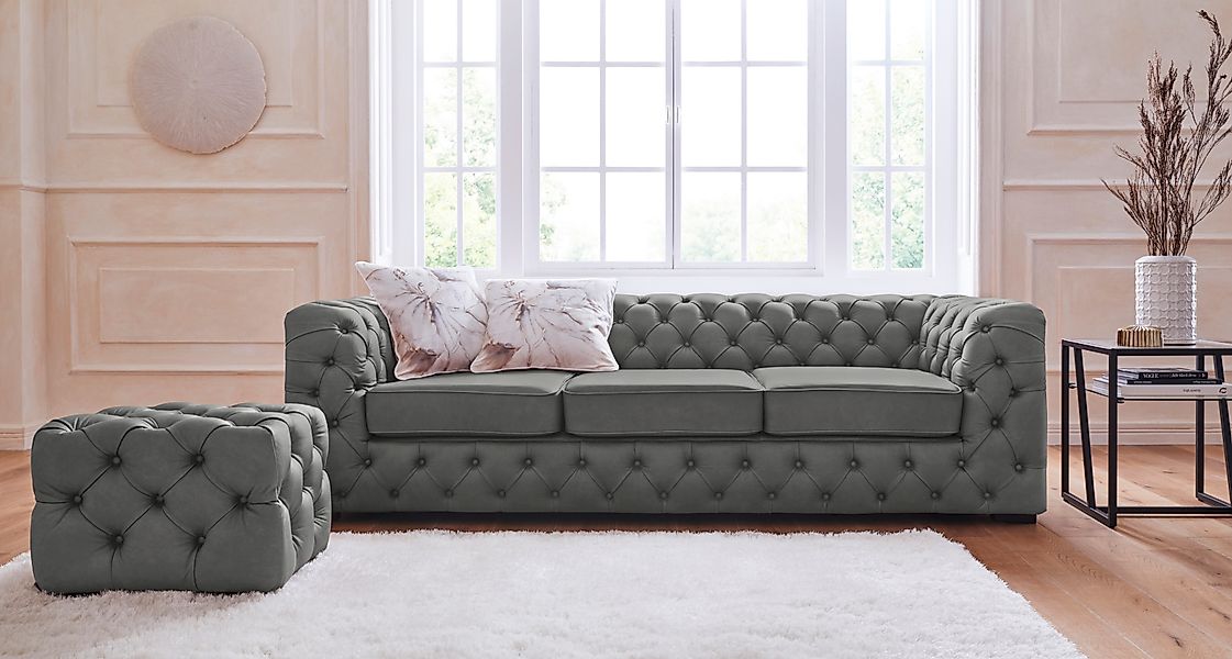 Home affaire Chesterfield-Sofa »Kalina« klassische Chesterfield-Knopfheftun günstig online kaufen