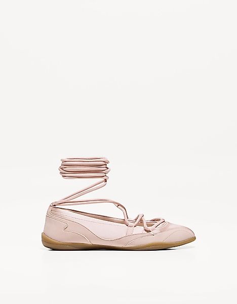 Bershka Ballerina-Sneaker Mit Schnürung Damen 40 Rosa günstig online kaufen