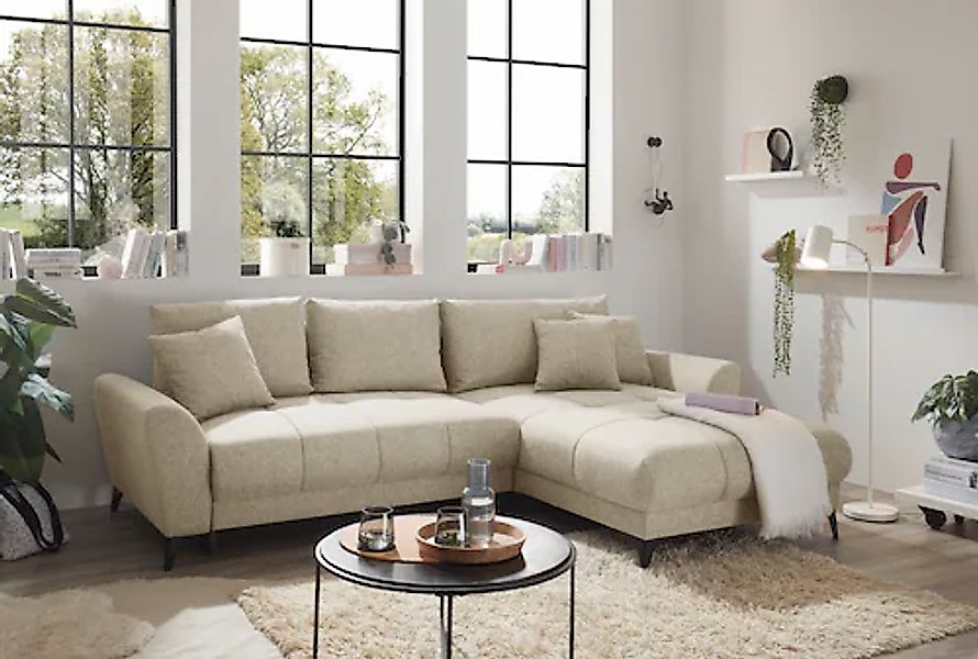 ED EXCITING DESIGN Ecksofa »Bern L-Form«, mit Bettfunktion, Bettkasten & 3 günstig online kaufen