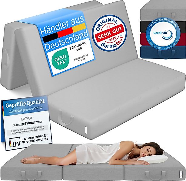 Klappmatratze 3-teilig, Gästematratze mit extra dickem Schaumstoff, ELONEO, günstig online kaufen