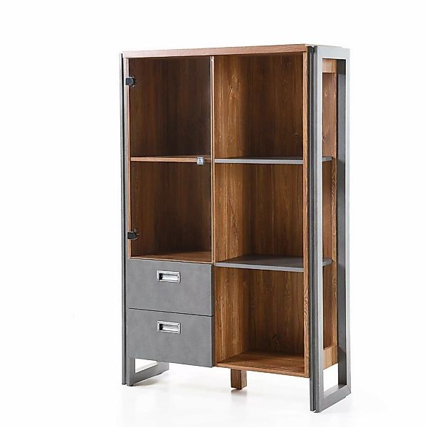 Highboard DALLAS-61 im Industrial Stil in Stirling Oak Nb. und Absetzungen günstig online kaufen