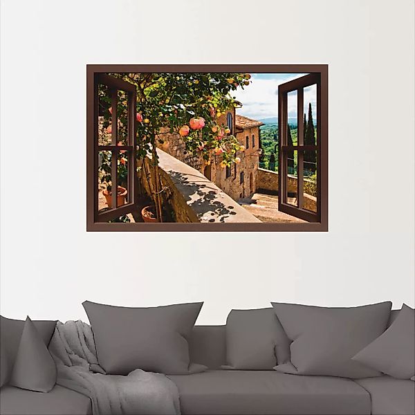 Artland Wandbild »Fensterblick Rosen auf Balkon Toskana«, Garten, (1 St.), günstig online kaufen