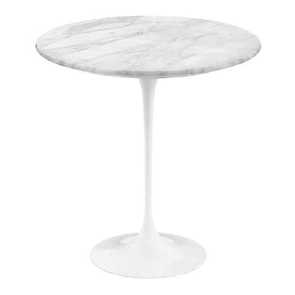 Knoll International - Saarinen Beistelltisch Ø 51cm - weiß/Tischplatte Marm günstig online kaufen