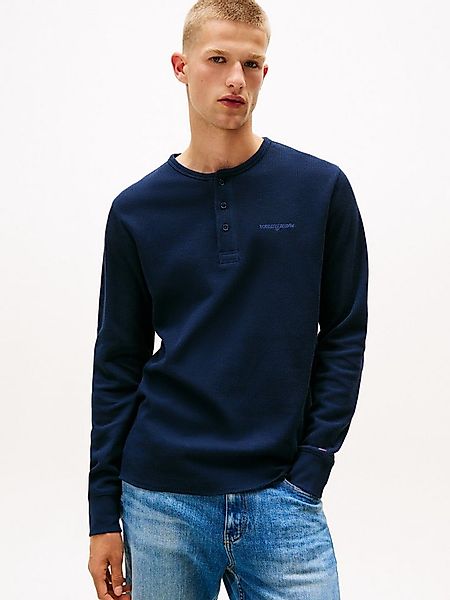 Tommy Jeans Henleyshirt TJM WAFFLE SCRIPT HENLEY Rundhals, slim fit, mit fe günstig online kaufen