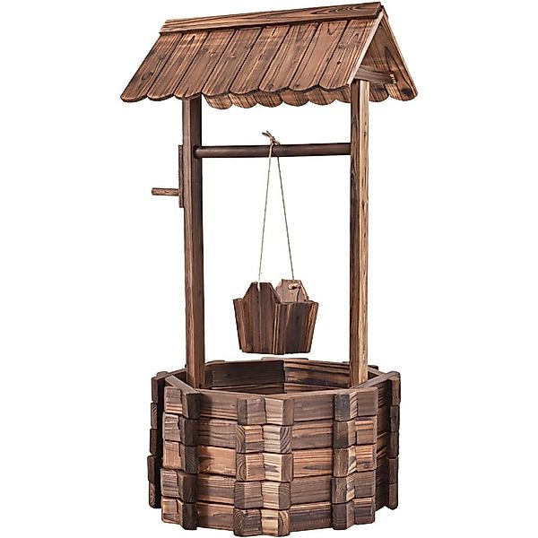 Costway Holzbrunnen mit Dach Wunschbrunnen 56x56x114cm günstig online kaufen