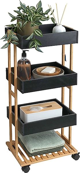 Koopman Badregal Rollwagen Etagenregal Bambus 84cm günstig online kaufen