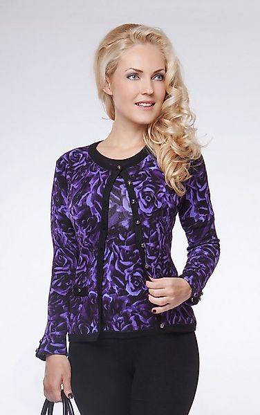 Passioni 2-in-1-Strickjacke Twinset mit Rosenmuster günstig online kaufen