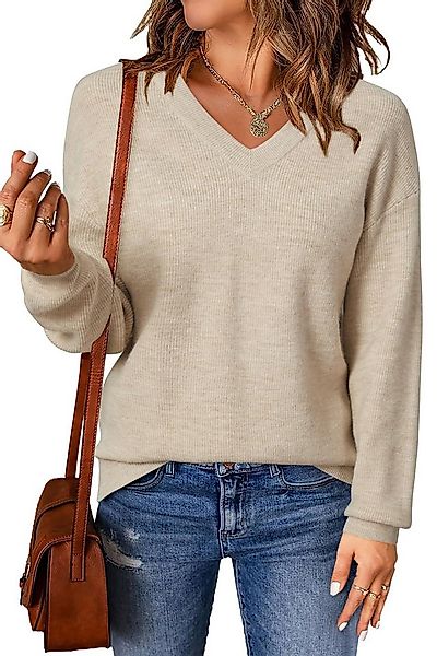 Arach&Cloz V-Ausschnitt-Pullover Damen-Pullover aus Wollmischung, Langärmli günstig online kaufen