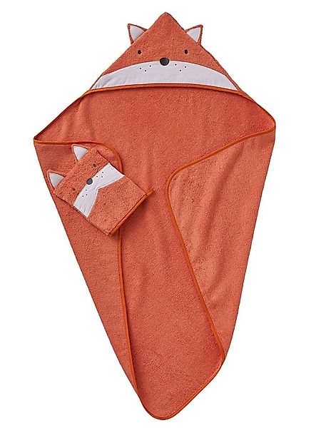 vertbaudet Kapuzenhandtuch Baby-Set: Badetuch und Waschhandschuh FUCHS günstig online kaufen