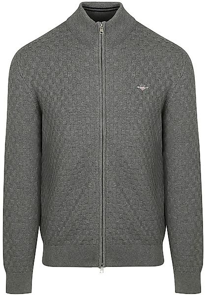 Gant Strickjacke Textur Grau - Größe L günstig online kaufen