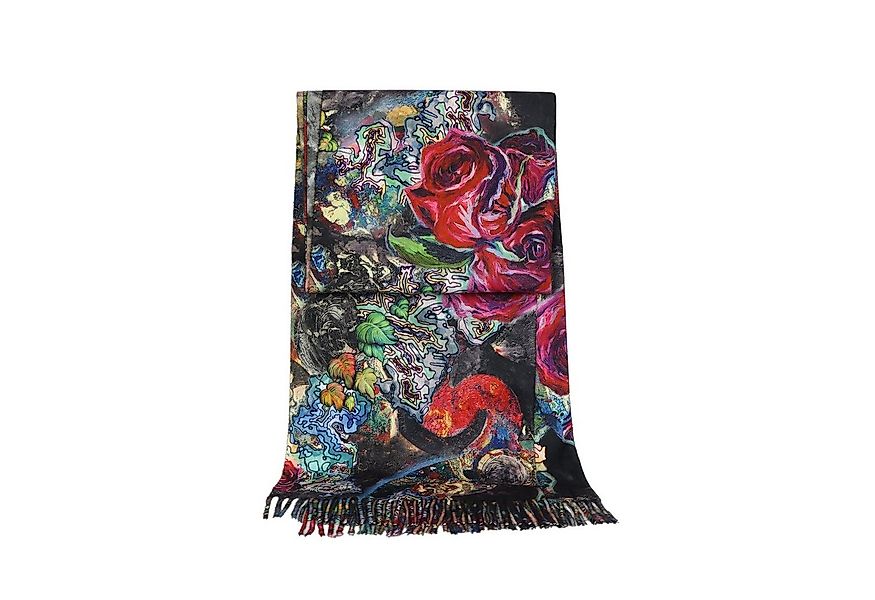 ZEBRO Modeschal Schal, mit Fransen / Tuch / Blumenmuster / Modetuch günstig online kaufen